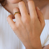 Gold Ring with Double Black Enamel Dots