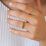 Gold Ring with Double Black Enamel Dots