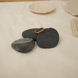 Gold Ring with Double Black Enamel Dots