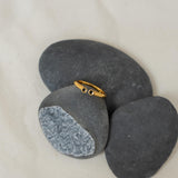Gold Ring with Double Black Enamel Dots