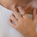 Gold Ring with Double Black Enamel Dots