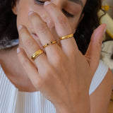 Gold Ring with Double Black Enamel Dots