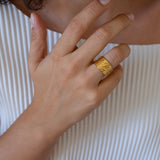 Gold Zebra Animal Print Pattern Ring