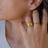 Engraved Gold Evil Eye Protection Ring