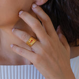 Gold Large Lines Ring