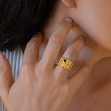 Gold Large Squares Ring