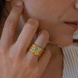 Gold Large Squares Ring
