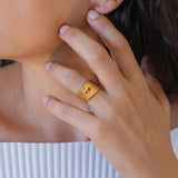 Gold Large Lines Ring