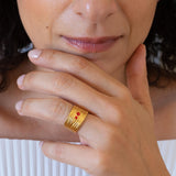 Gold Large Lines Ring