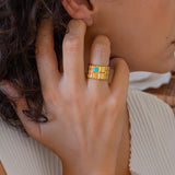 Gold Large Squares Ring