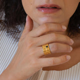 Gold Large Squares Ring