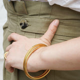 Gold Thick Flat Oval Bangle Cuff