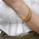 Gold Thick Flat Oval Bangle Cuff