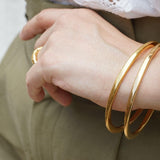 Gold Thick Flat Oval Bangle Cuff