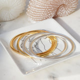 Gold Thick Flat Oval Bangle Cuff