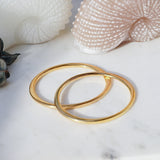 Gold Thick Flat Oval Bangle Cuff