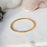 Gold Thick Flat Oval Bangle Cuff