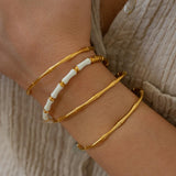 Gold Bamboo Bracelet with Color Enamel