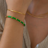 Gold Bamboo Bracelet with Color Enamel