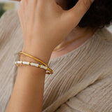 Gold Bamboo Bracelet with Color Enamel