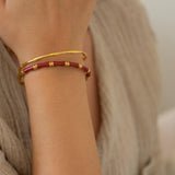 Gold Bamboo Bracelet with Color Enamel