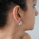Silver Bold Drop Stud Earrings