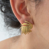 Large Gold Textured Stud Earrings