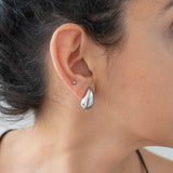 Silver Bold Drop Stud Earrings
