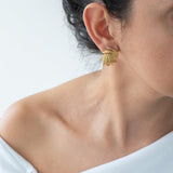 Large Gold Textured Stud Earrings