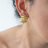 Large Gold Textured Stud Earrings