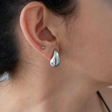 Silver Bold Drop Stud Earrings