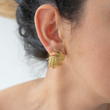 Large Gold Textured Stud Earrings