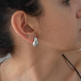 Silver Bold Drop Stud Earrings