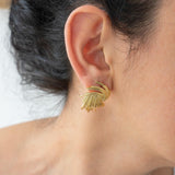 Large Gold Textured Stud Earrings