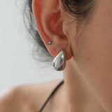 Silver Bold Drop Stud Earrings
