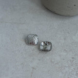 Large Silver Hammered Square Earrings