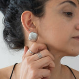 Large Silver Hammered Square Earrings