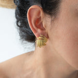 Large Gold Textured Stud Earrings