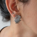 Large Silver Textured Earrings