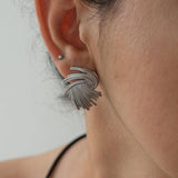Large Silver Textured Earrings