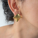 Big Gold Geometric Square Earrings