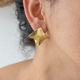 Big Gold Geometric Square Earrings