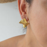 Big Gold Geometric Square Earrings