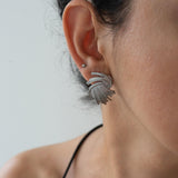 Large Silver Textured Earrings