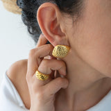 Large Hammered Square Earrings