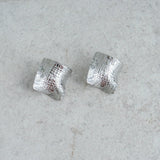 Large Silver Square Geometric Earrings