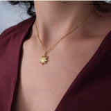 Gold Stainless Steel Sun Pendant Necklace