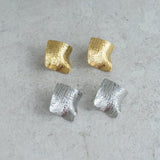Large Silver Square Geometric Earrings