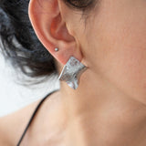 Large Silver Square Geometric Earrings