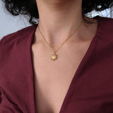 Gold Stainless Steel Sun Pendant Necklace